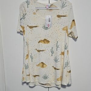 LuLaRoe‎ Cream T-Shirt with Desert Animal Print NWT